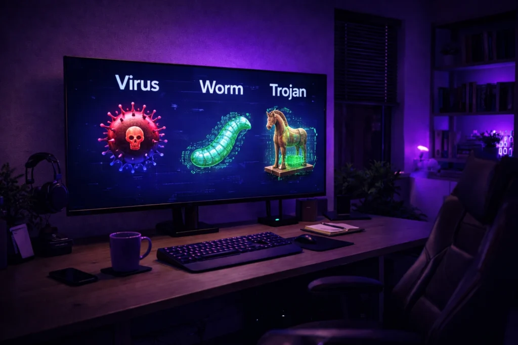 A digital illustration representing malware